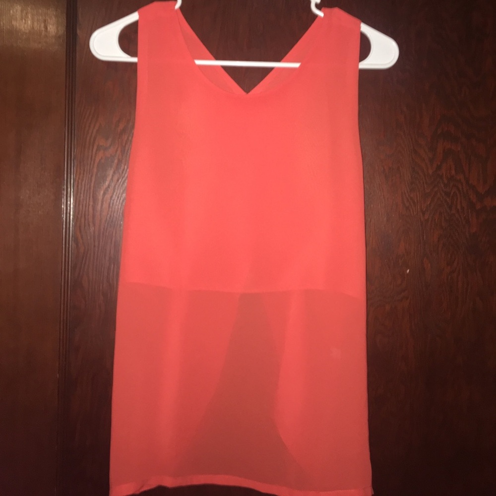 Coral Sleeveless V-Neck Tank Top